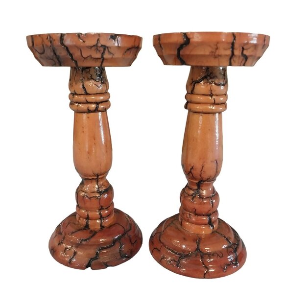 Unique Burned Wood Candle Holders Signed And Numbered By The Artist - Picture 2 of 9